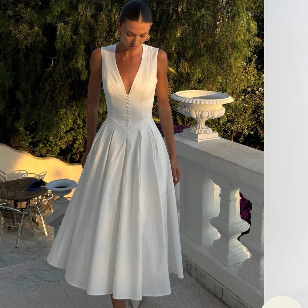Meshki - Keely White Cotton Sleeveless Midi Dress
